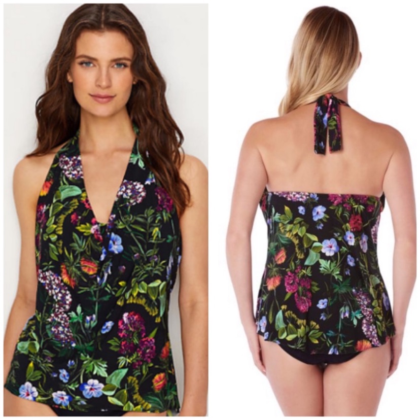 $116 Nwot Magicsuit Floral Sophie Draped Hi-Low Halter Tankini Top 8